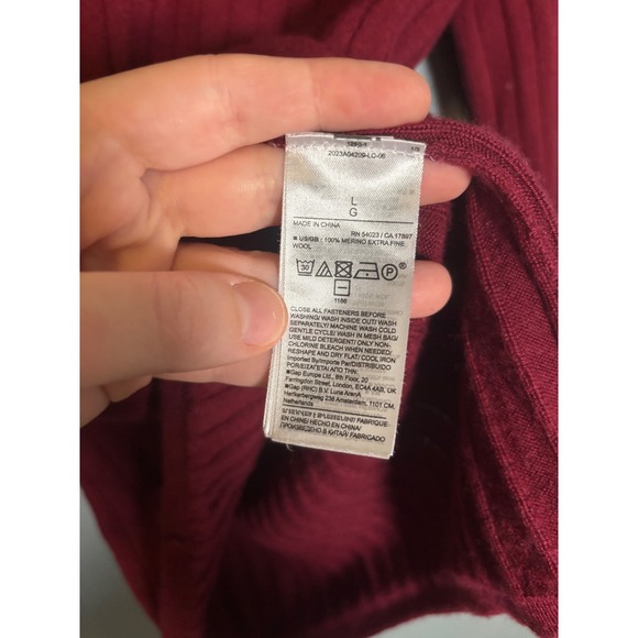 Banana Republic Womens Nezha Merino Wool Sweater Polo Malbec Red Burgundy Large - Picture 6 of 10